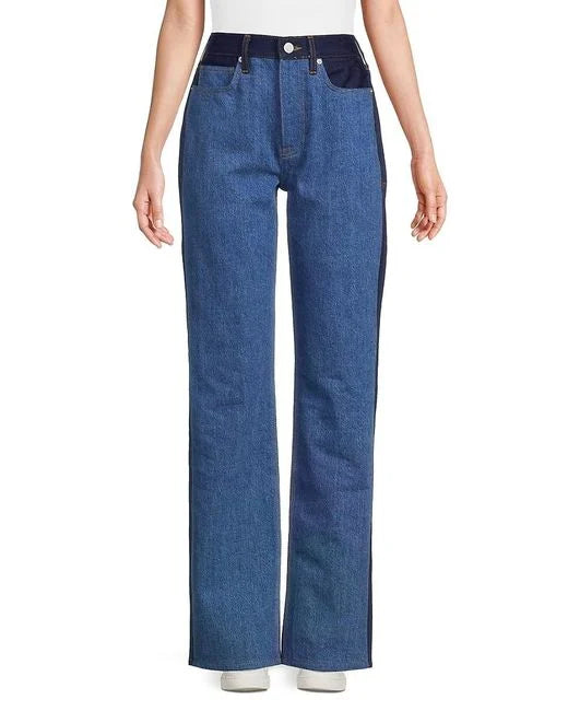 FRAME  Blue Le Jane Contrast Patchwork Jeans Veronique Luxury Collections