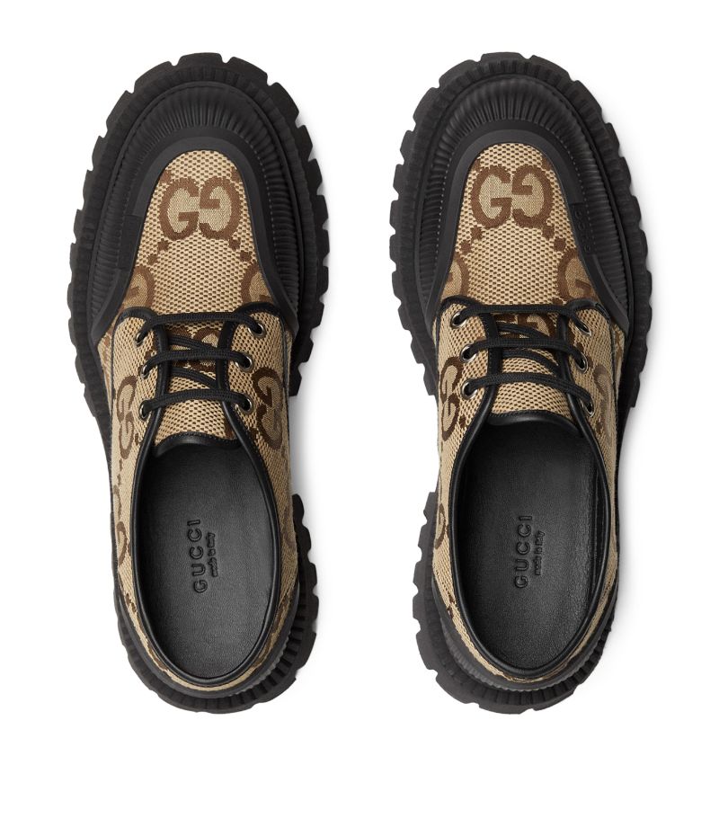 Gucci  Black & Beige Monogram Logo Loafers Veronique Luxury Collections