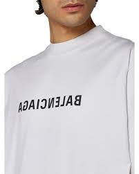 BALENCIAGA  White Mirrored Logo T Shirt Veronique Luxury Collections