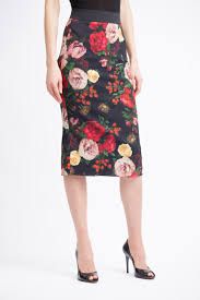 DOLCE & GABBANA  Black & Red Floral Midi Skirt Veronique Luxury Collections