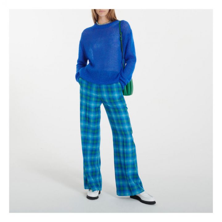 FORTE FORTE  Blue & Green Checkered Trousers Veronique Luxury Collections
