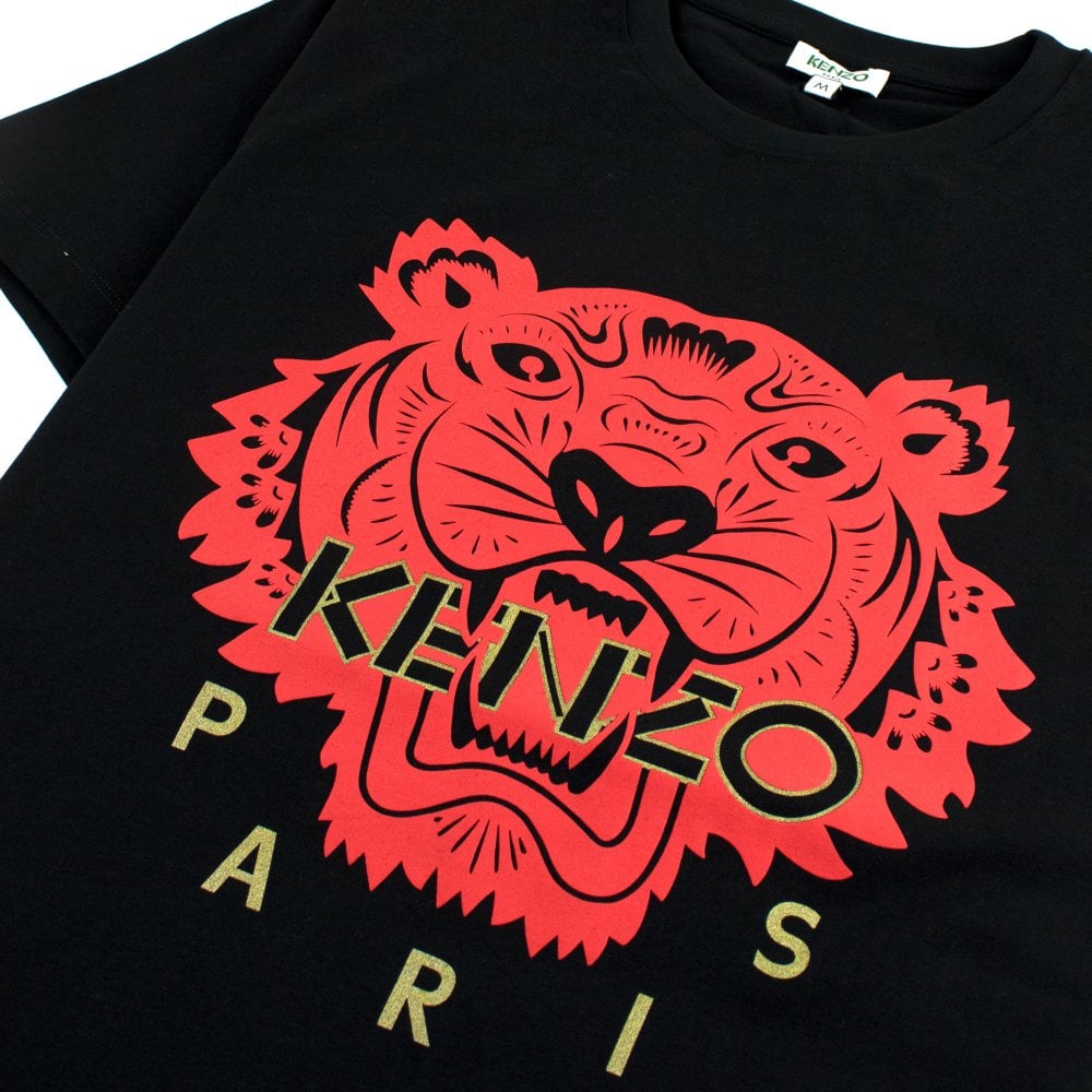 KENZO Red Tiger Print T-shirt Black Black Veronique Luxury Collections