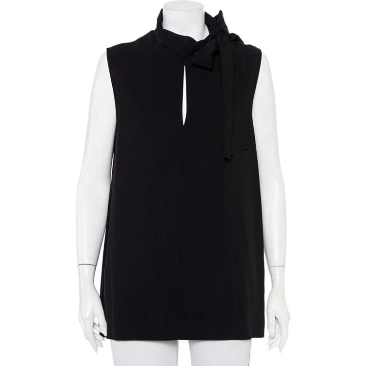 JOSEPH  Black silk sleeveless neck-tie top Veronique Luxury Collections