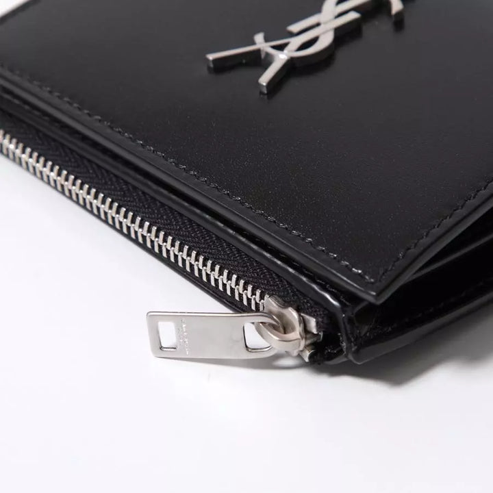 Saint Laurent  Black Leather Wallet Veronique Luxury Collections