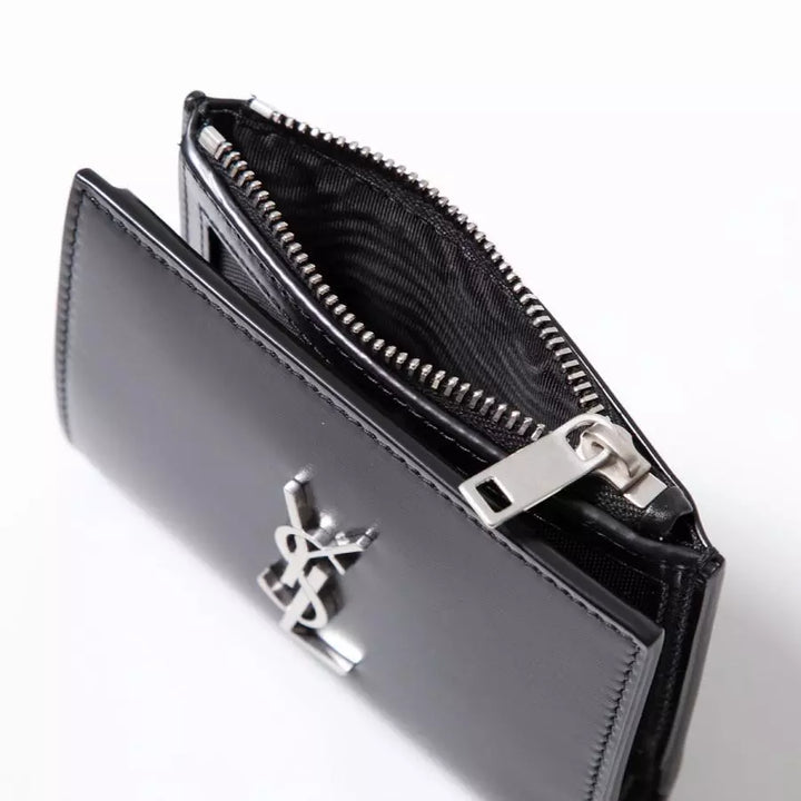 Saint Laurent  Black Leather Wallet Veronique Luxury Collections