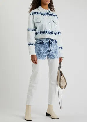 Stella McCartney  White & Blue Patterned Denim Jeans Veronique Luxury Collections