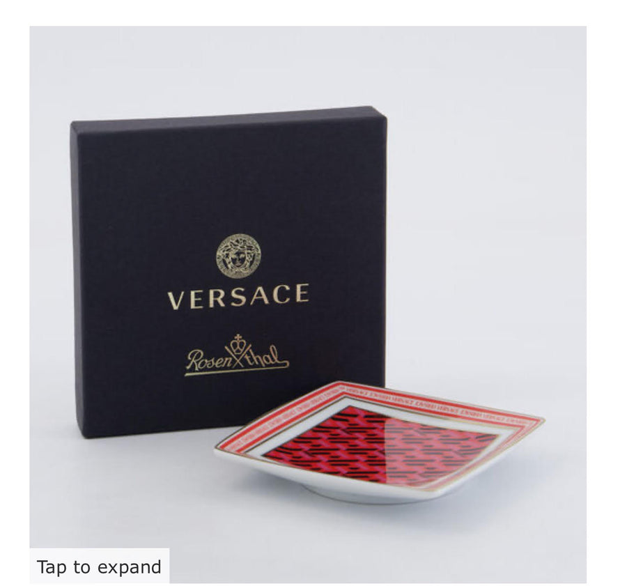 Versace  Red Patterned Ornamental Dish 9cm Veronique Luxury Collections