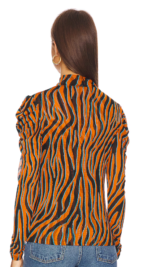 DIANE VON FURSTENBERG  Orange & Black Animal Patterned Top Veronique Luxury Collections