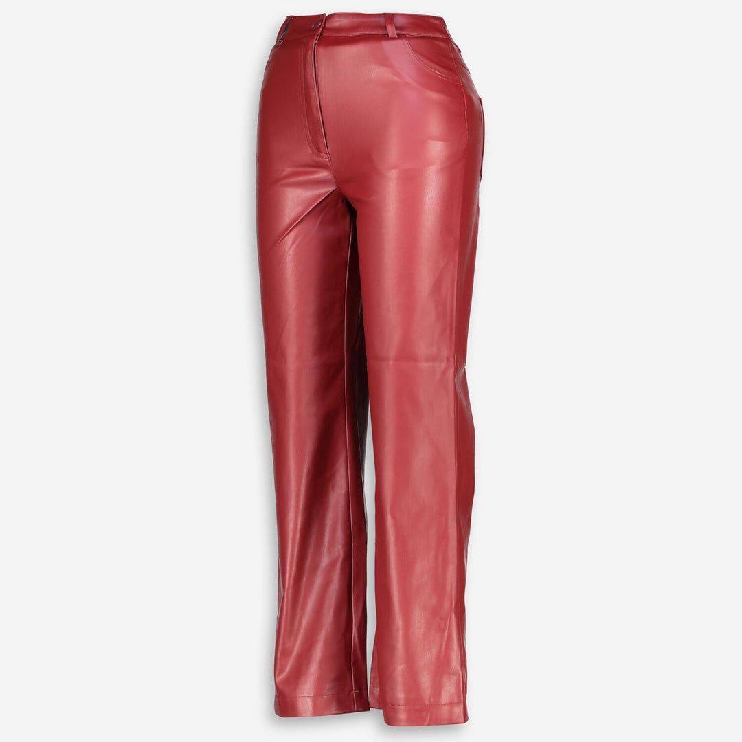 KITRI  Berry Faux Leather Trousers Veronique Luxury Collections