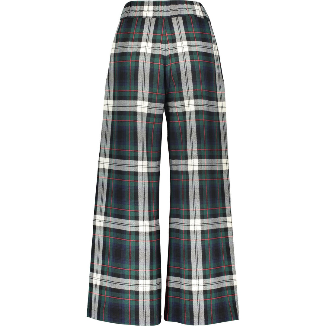 SEMICOUTURE  Khaki Checked Wide Led Trousers Veronique Luxury Collections