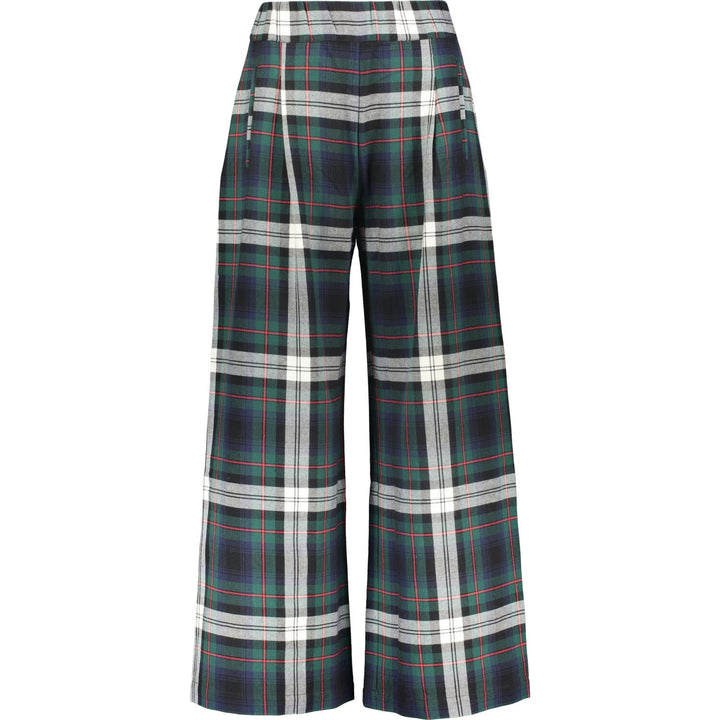 SEMICOUTURE  Khaki Checked Wide Led Trousers Veronique Luxury Collections