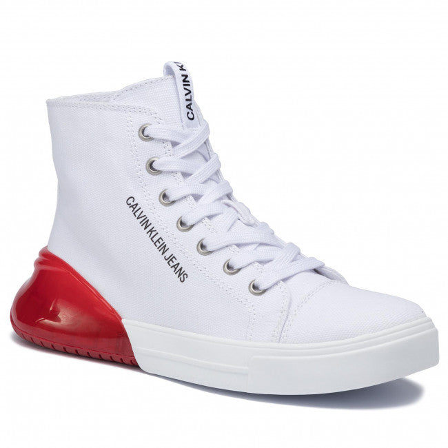 CALVIN KLEIN JEANS White High Top Moreen Trainers Veronique Luxury Collections