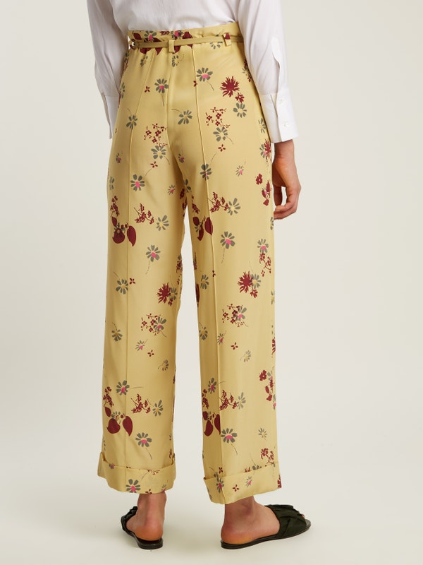Valentino Floral Print Silk Pants Veronique Luxury Collections