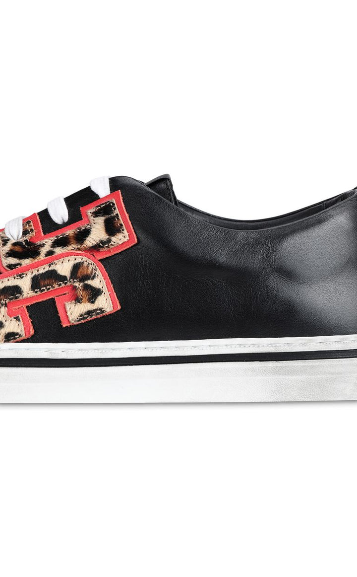 Just Cavalli Leopard Print Sneakers In Black