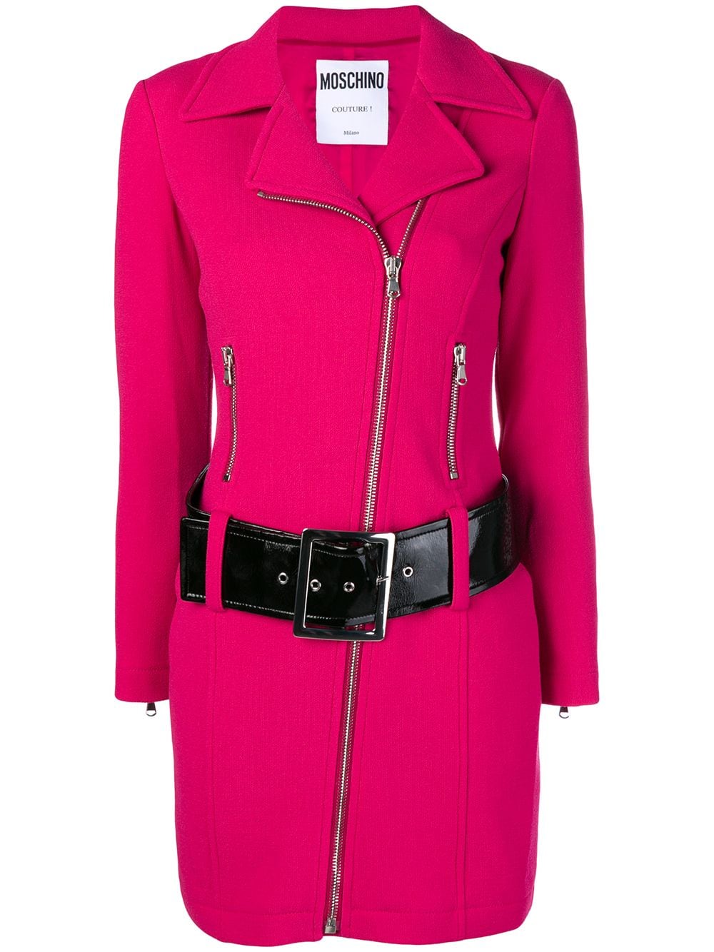 Moschino Long Belted Biker Jacket Veronique Luxury Collections