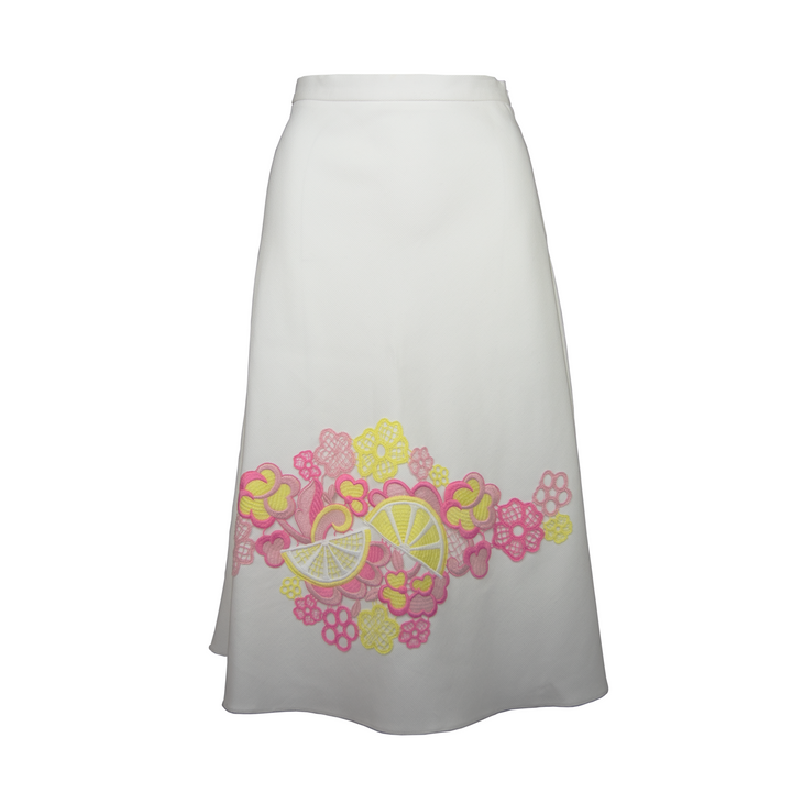 Moschino White Embroided Skirt
