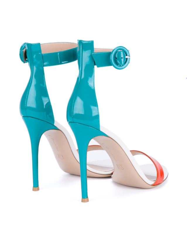 Gianvito Rossi Blue Patent Portofino Sandals Veronique Luxury Collections