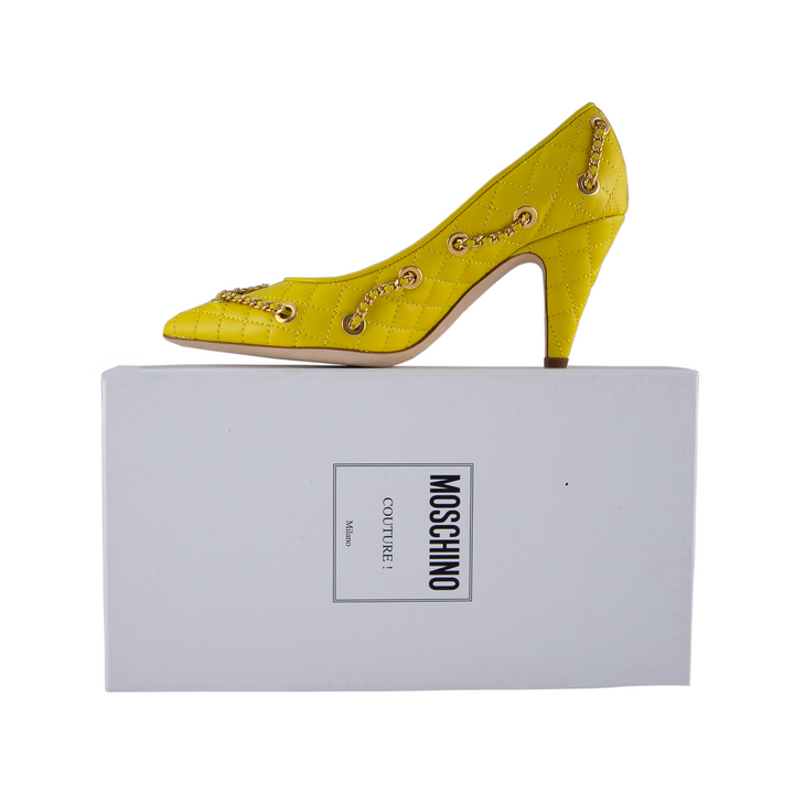 Moschino Yellow Leather High Heels