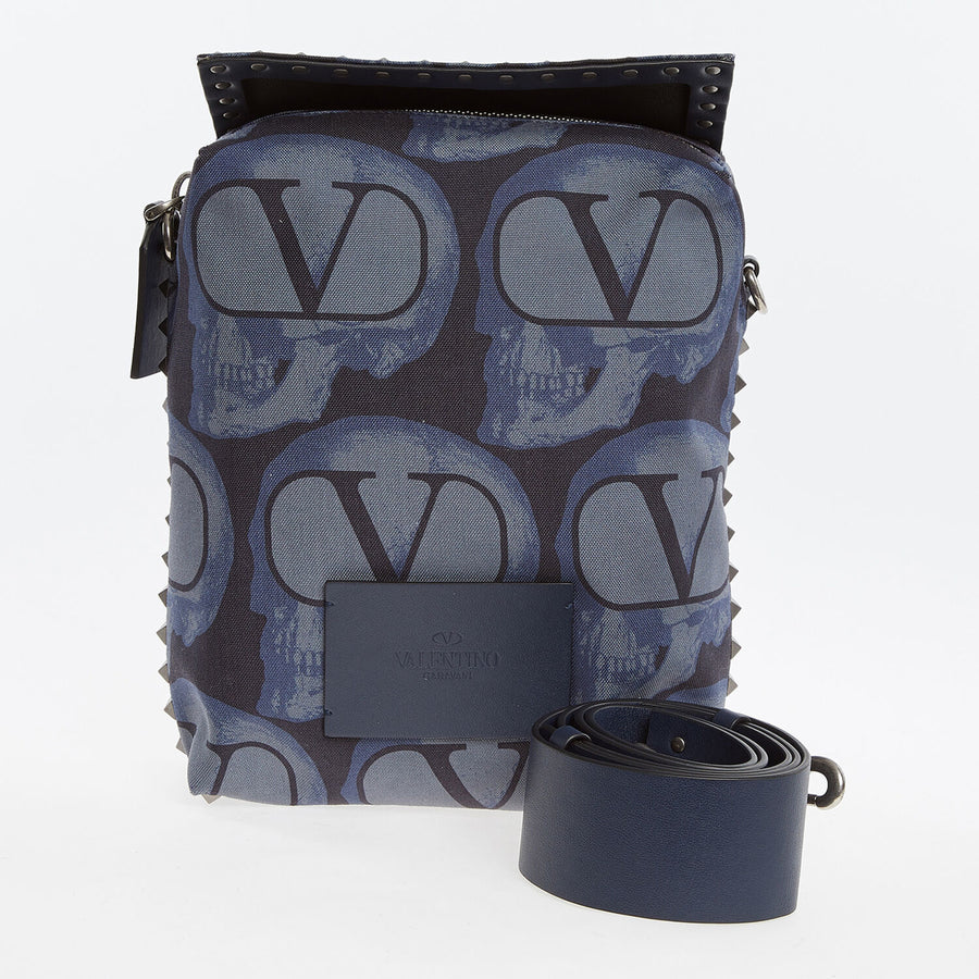 VALENTINO GARAVANI  Blue Skull Pattern Shoulder Bag Veronique Luxury Collections