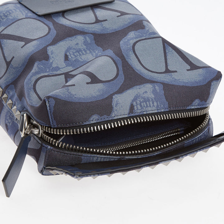 VALENTINO GARAVANI  Blue Skull Pattern Shoulder Bag Veronique Luxury Collections