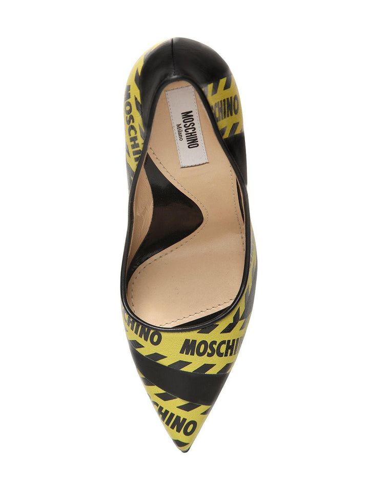 Moschino Caution Printed Leather Pumps