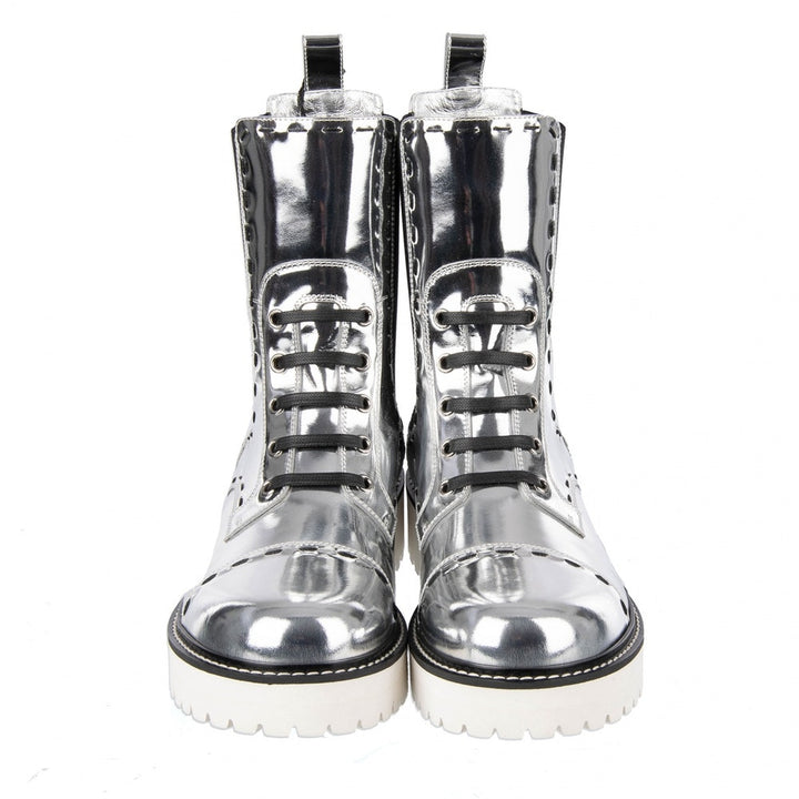 Dolce & Gabbana  Woman Metallic Patent-leather Boots Silver