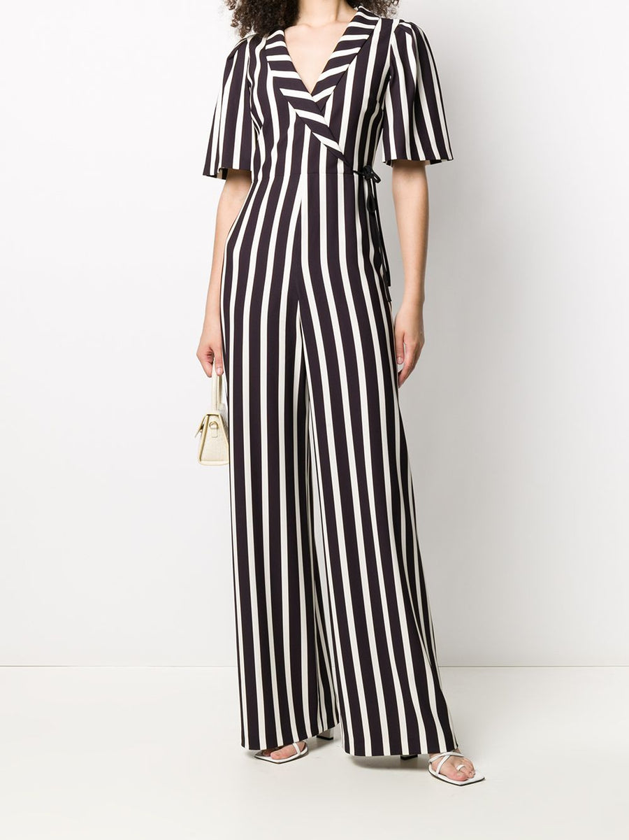 ALICE & OLIVIA  Black & White Striped Jumpsuit Veronique Luxury Collections