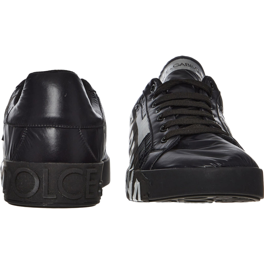 DOLCE & GABBANA  Black Texted Logo Low Cut Trainers Veronique Luxury Collections
