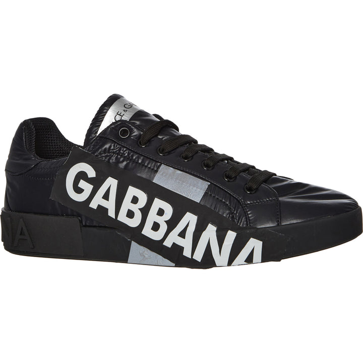 DOLCE & GABBANA  Black Texted Logo Low Cut Trainers Veronique Luxury Collections