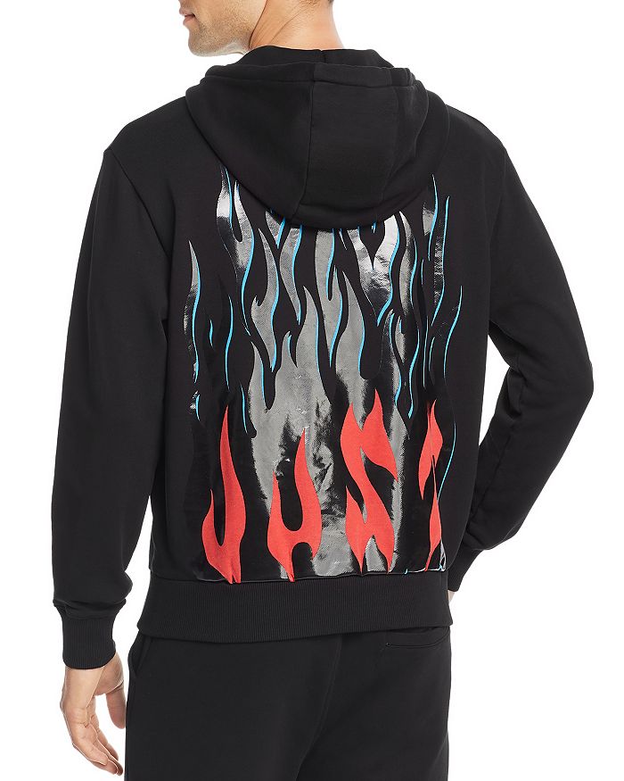 JUST CAVALLI Black Flames Zip Hoodie Veronique Luxury Collections