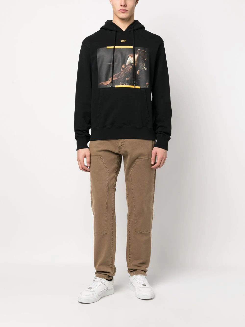 Buy Off White Caravaggio Painting Cotton Hoodie Sweatshirt Online Veronique Luxury Collections