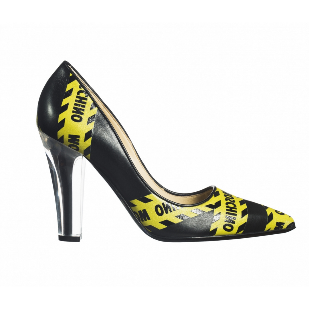 Moschino Caution Printed Leather Pumps