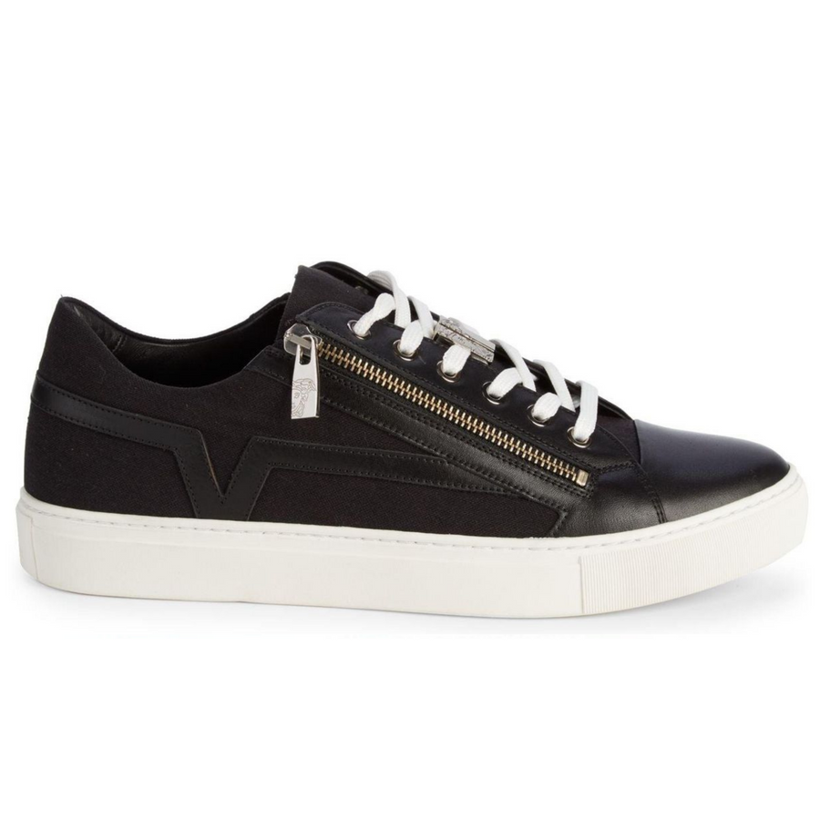 Versace Collection Double Zip Leather Sneakers Veronique Luxury Collections