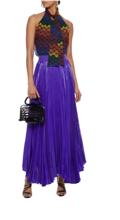 ALICE & OLIVIA  Violet Silk Blend Maxi Skirt Veronique Luxury Collections