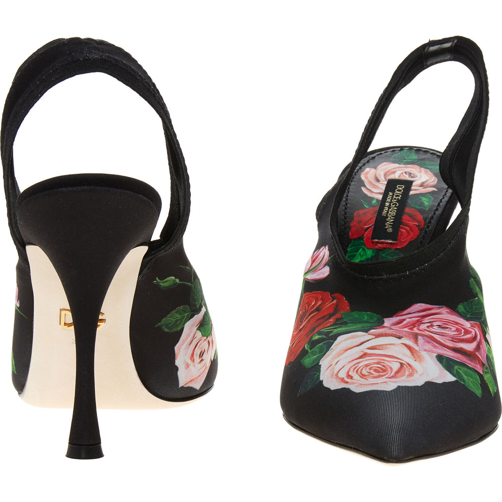DOLCE & GABBANA  Black Floral Heels Veronique Luxury Collections