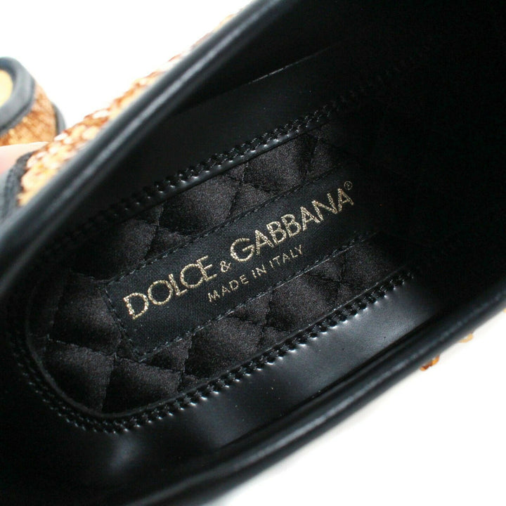 Dolce & Gabbana Sequinned Black & Bronze Loafer Shoes Veronique Luxury Collections