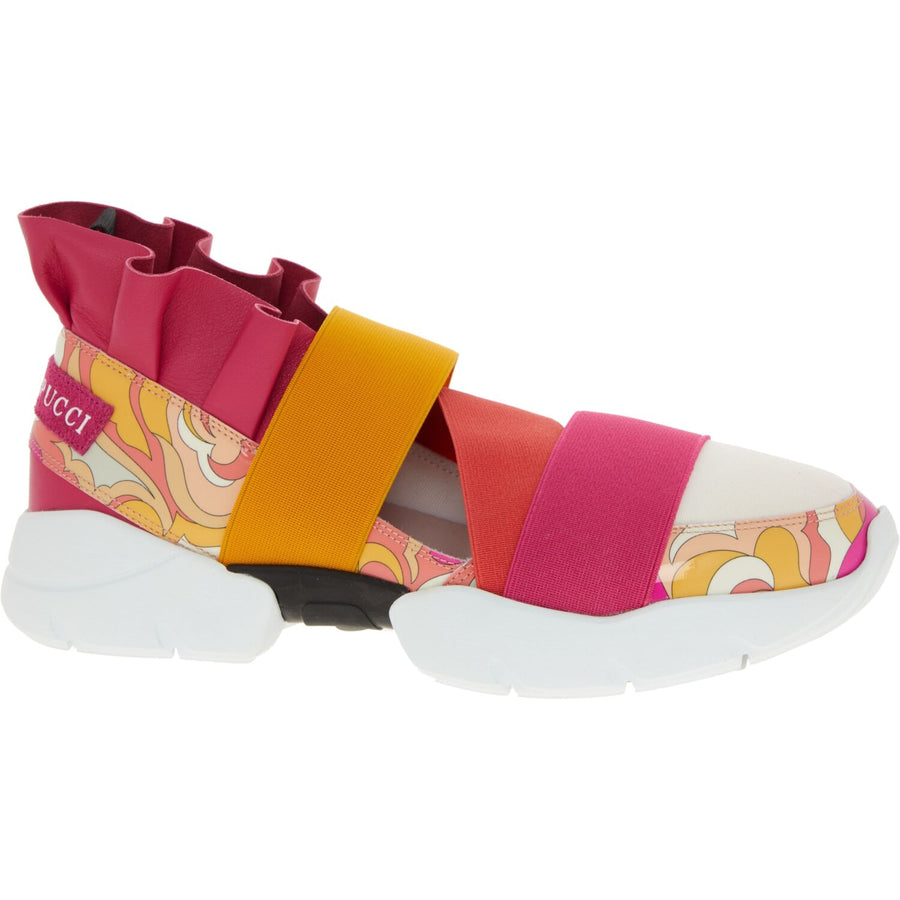 EMILIO PUCCI  Pink & Yellow Ruffle Trim Shoes Veronique Luxury Collections