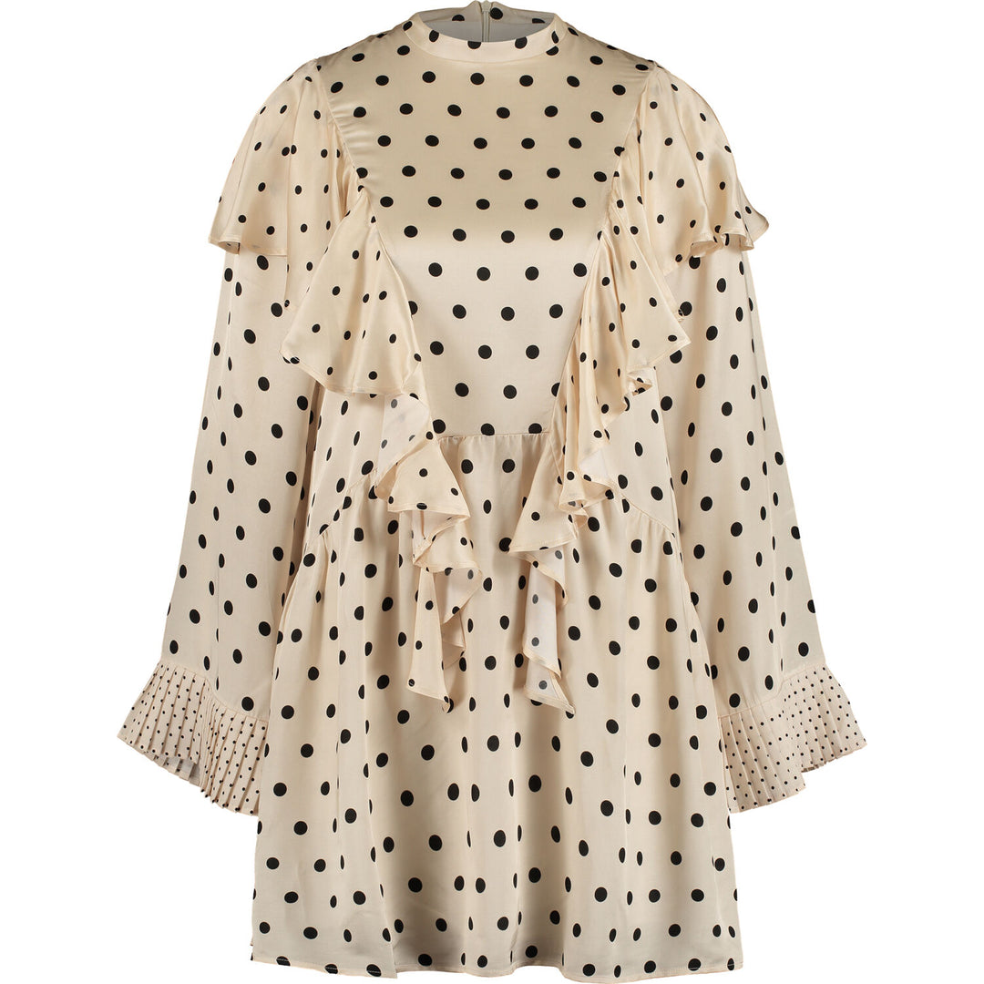 MOTHER OF PEARL Ivory Polka Dot Frilled Long Sleeve Dress Veronique Luxury Collections