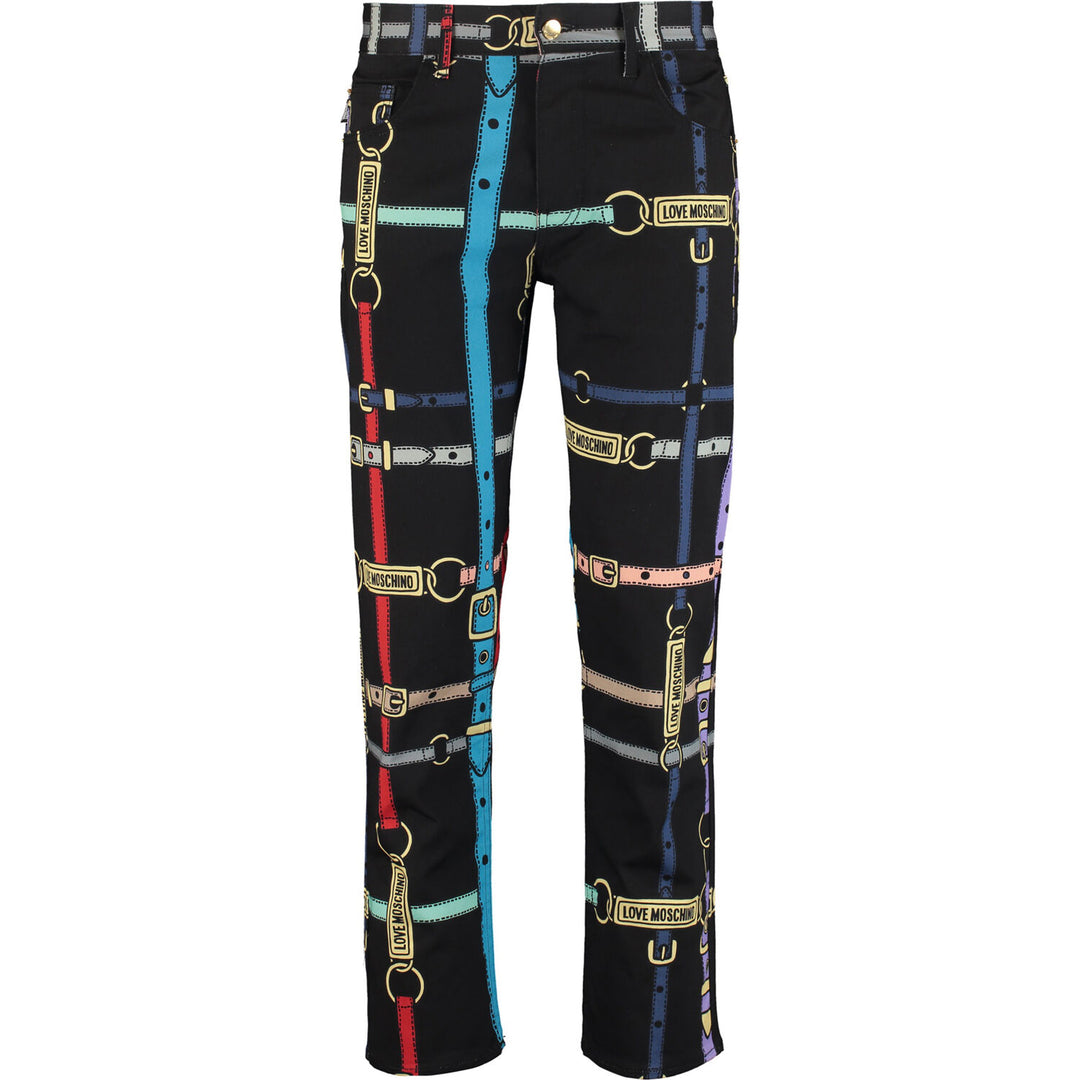 LOVE MOSCHINO  Black Belt Logo Straight Jeans Veronique Luxury Collections