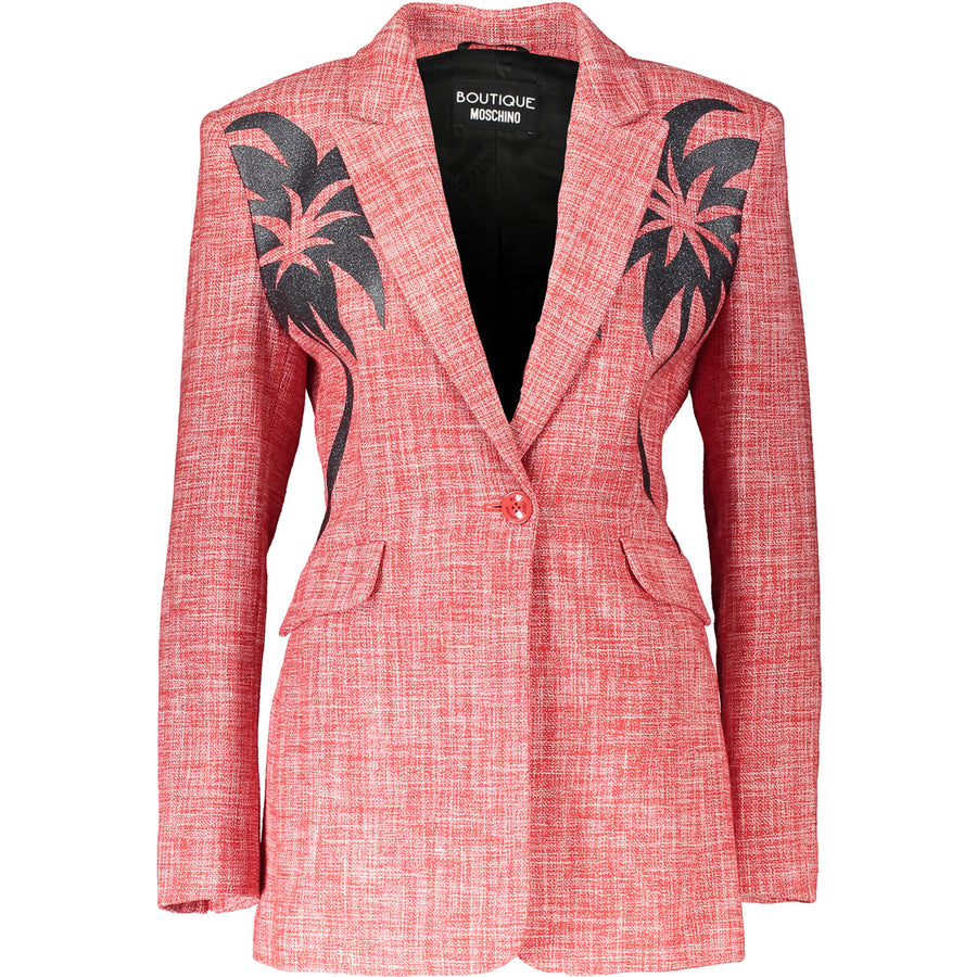 BOUTIQUE MOSCHINO  Red & White Flecked Printed Blazer Veronique Luxury Collections