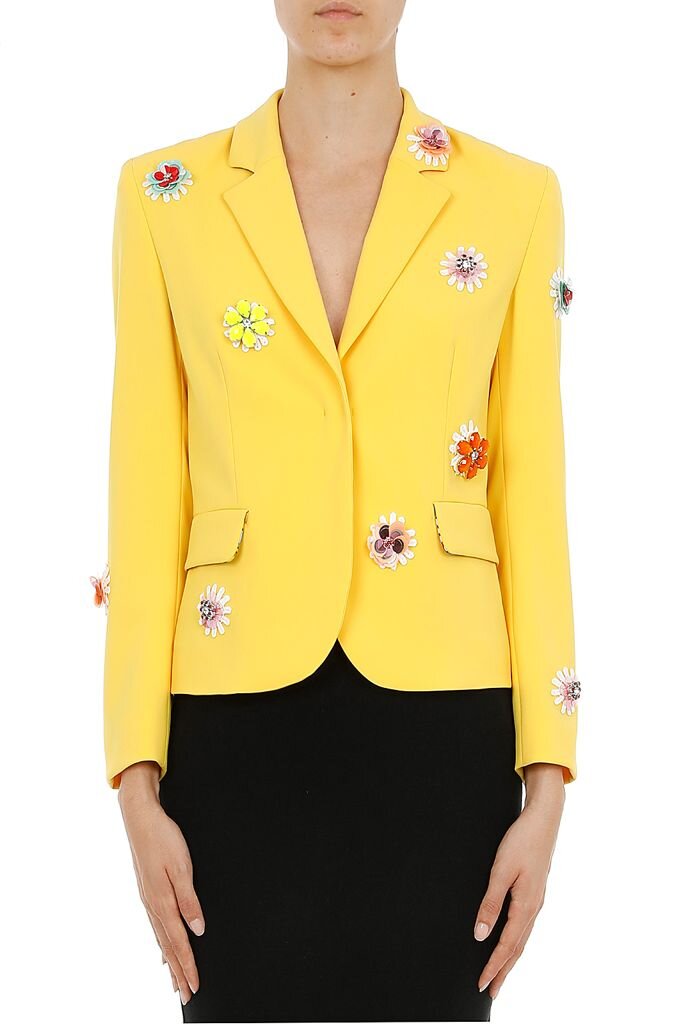 BOUTIQUE MOSCHINO  Yellow Embellished Blazer Veronique Luxury Collections