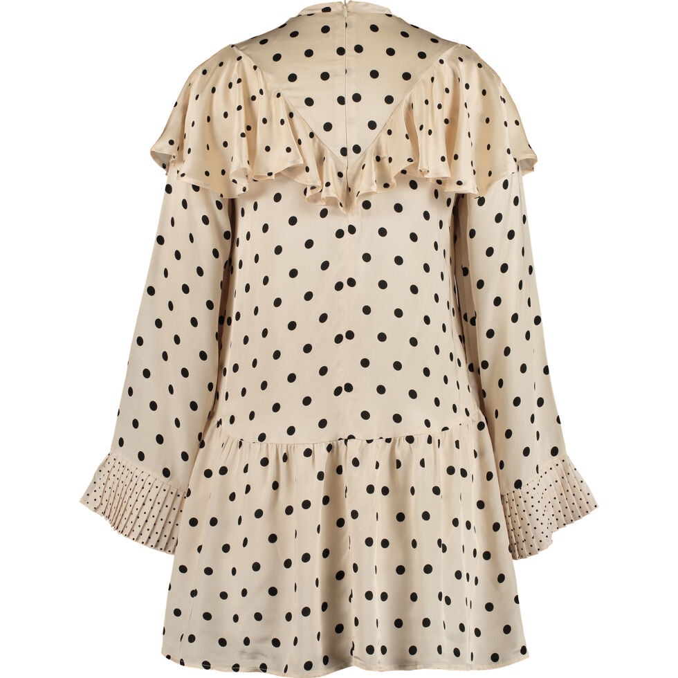 MOTHER OF PEARL Ivory Polka Dot Frilled Long Sleeve Dress Veronique Luxury Collections