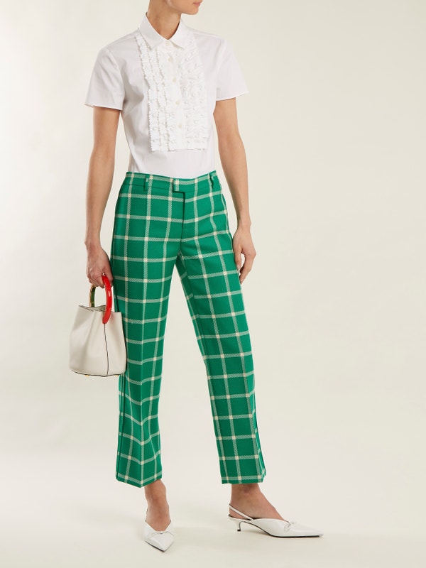 Red Valentino Oversized Checked Wool Trousers Veronique Luxury Collections