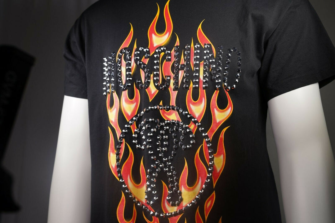 Moschino Fire Print And Studded T-shirt