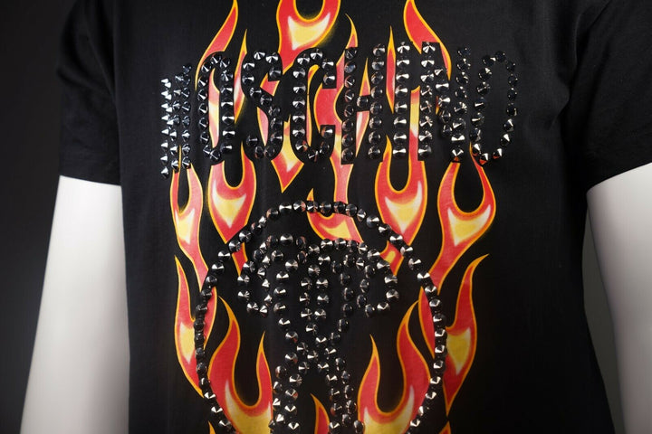 Moschino Fire Print And Studded T-shirt