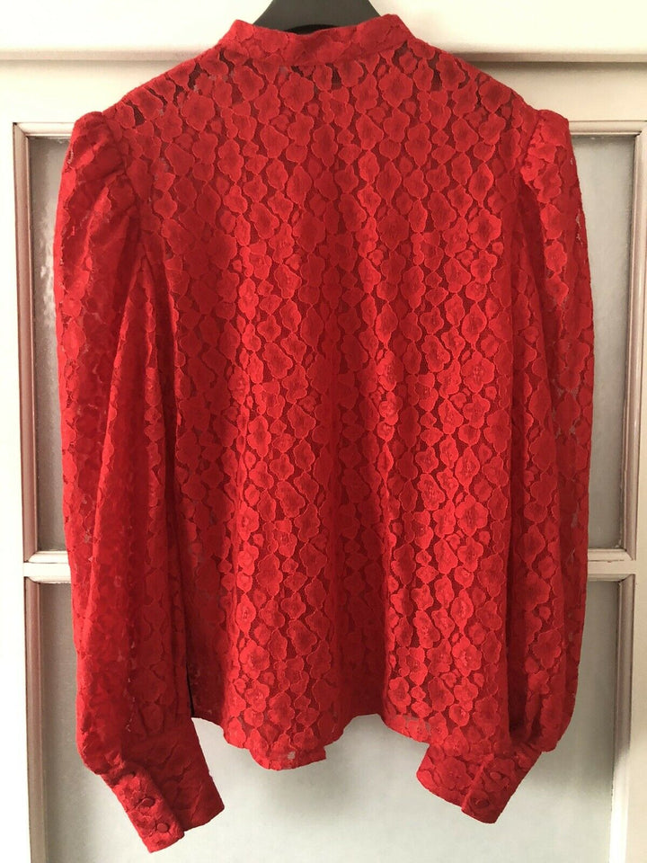 MSGM Red Lace Blouse