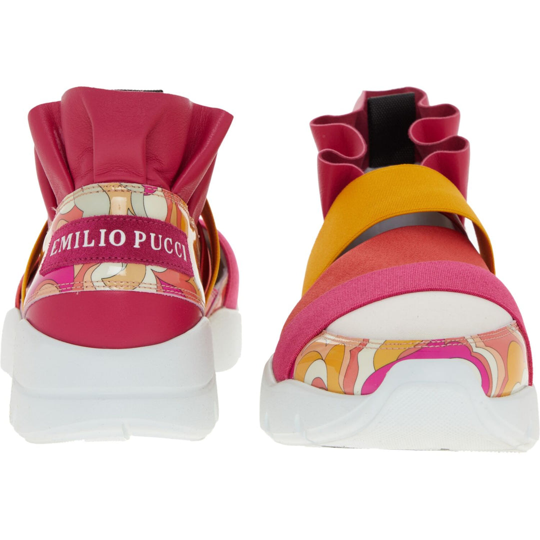 EMILIO PUCCI  Pink & Yellow Ruffle Trim Shoes Veronique Luxury Collections