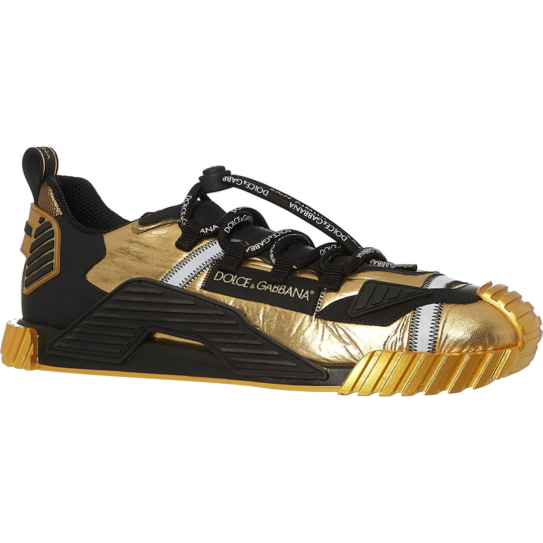 DOLCE & GABBANA  Gold & Black Abstract Trainers Veronique Luxury Collections